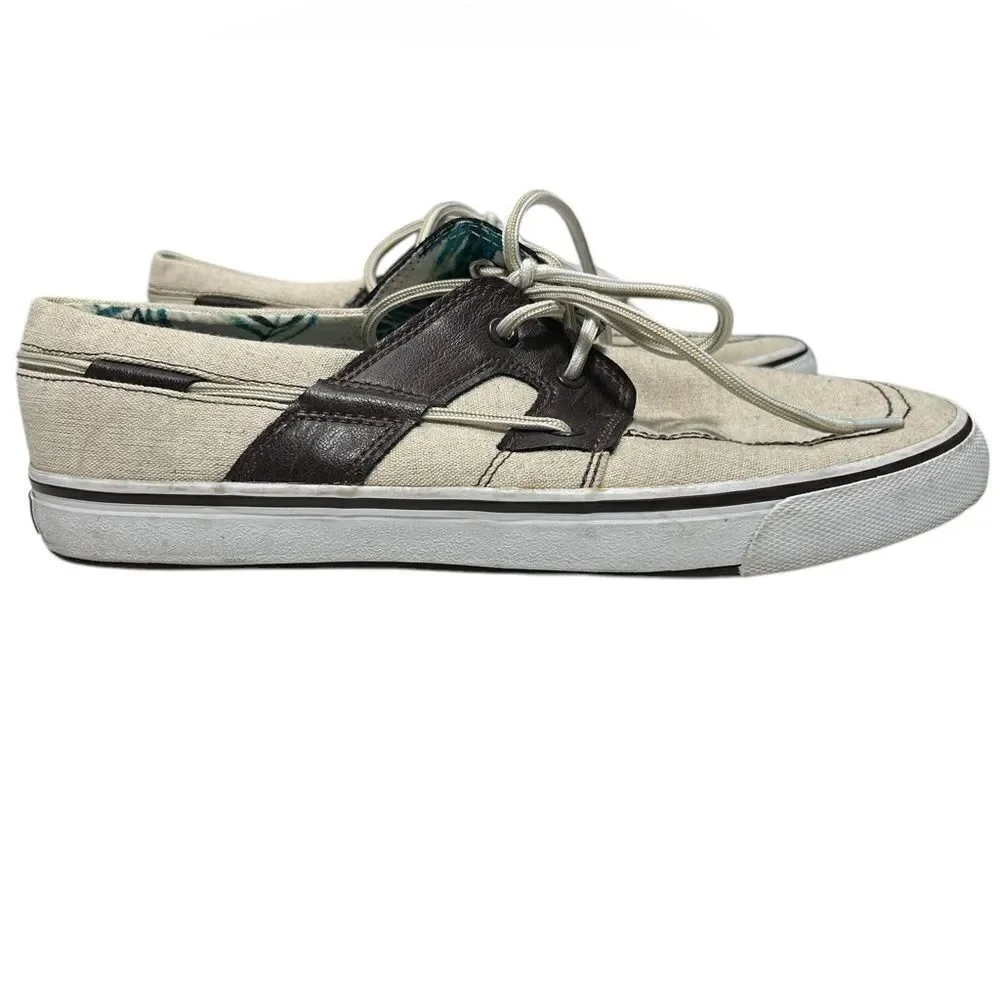 Tommy Bahama Leather and Canvas Boat Shoes Means Size 11